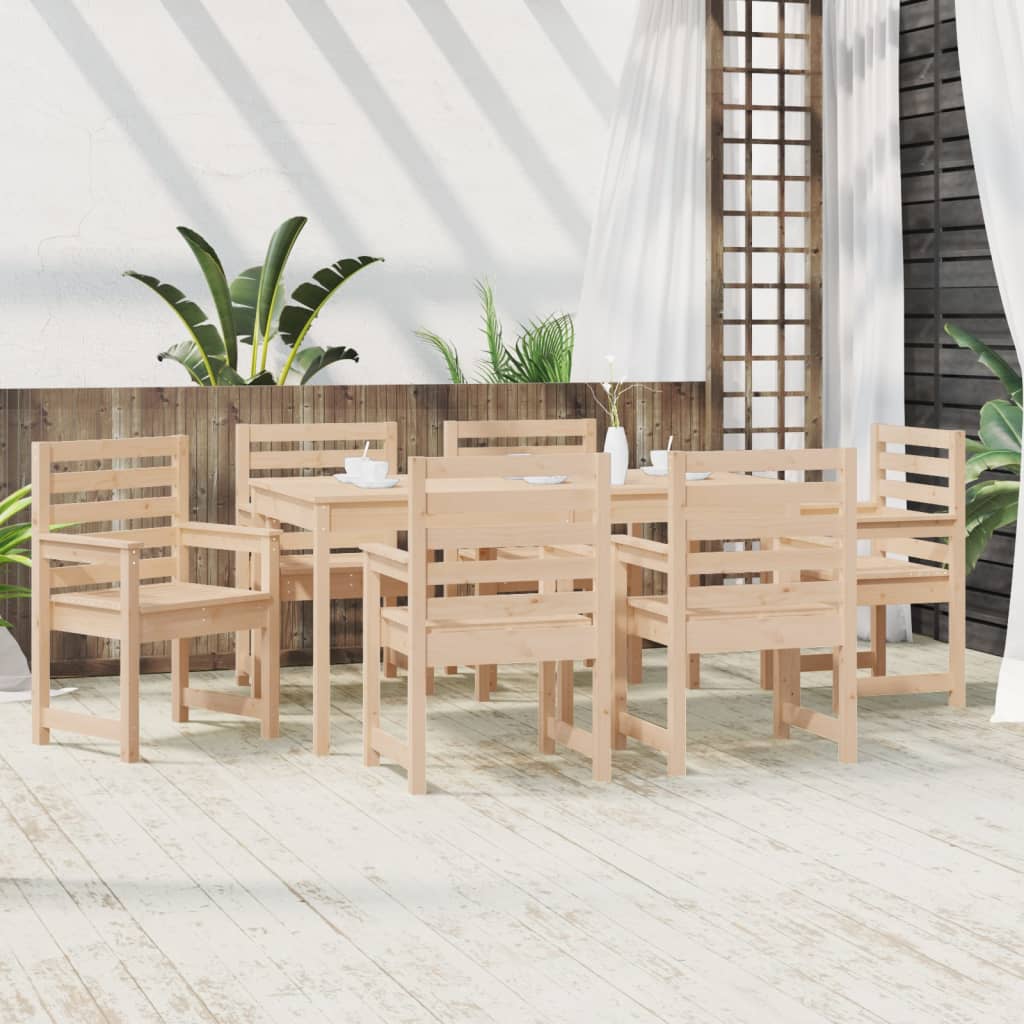 7 Pcs conjunto de jantar para jardim madeira de pinho maciça