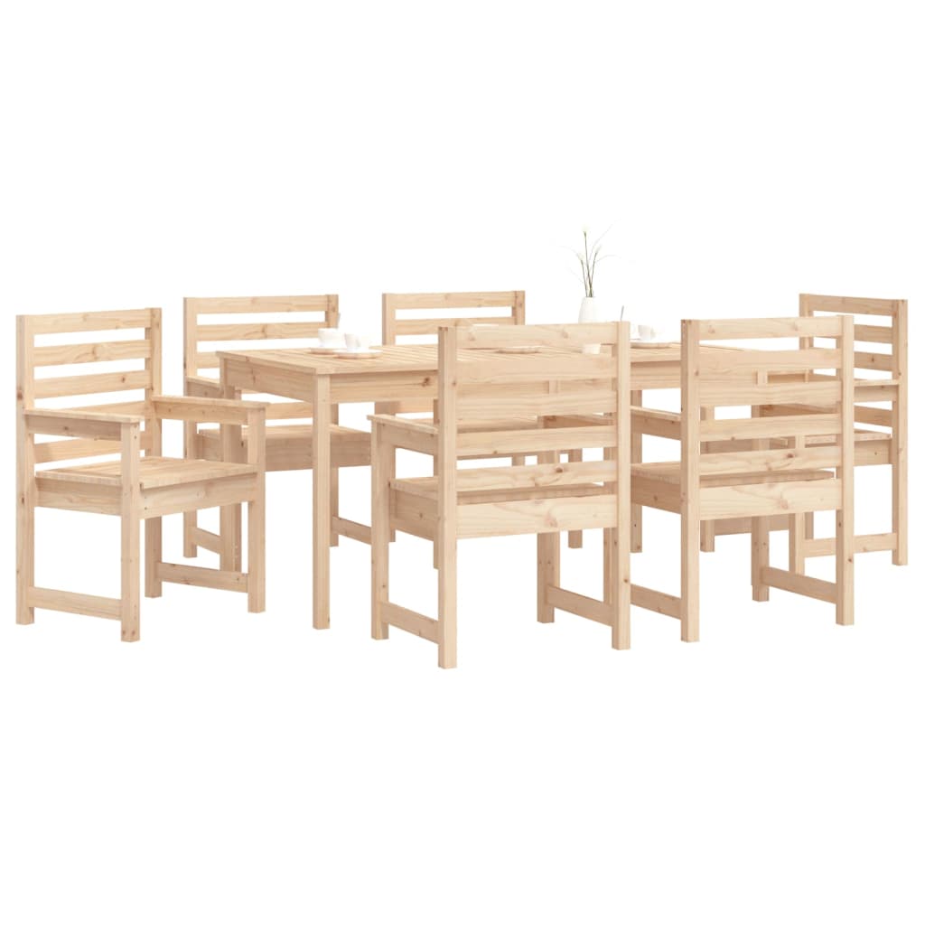 7 Pcs conjunto de jantar para jardim madeira de pinho maciça