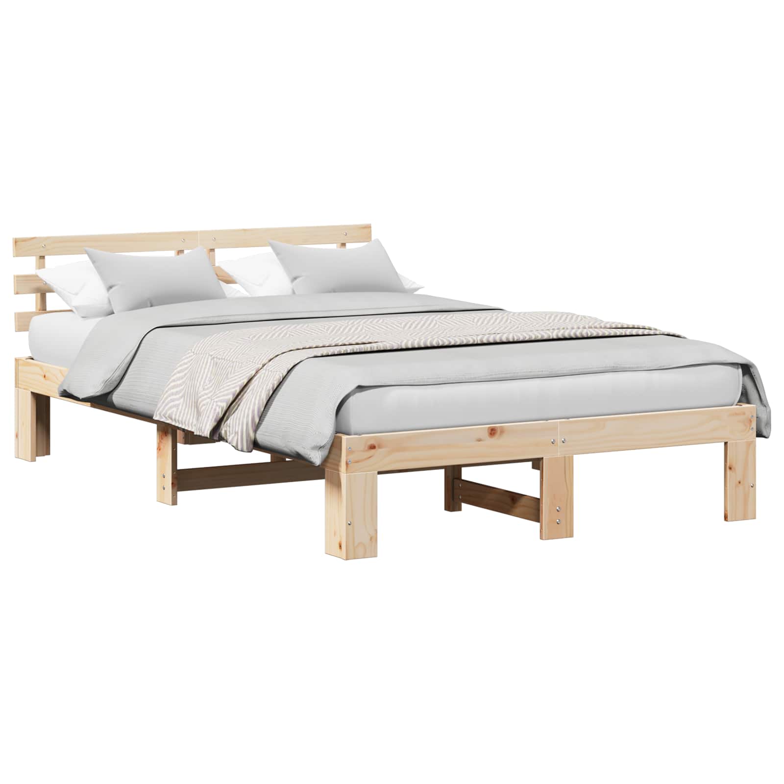 Estrutura da cama com cabeceira natural 135 x 190 cm