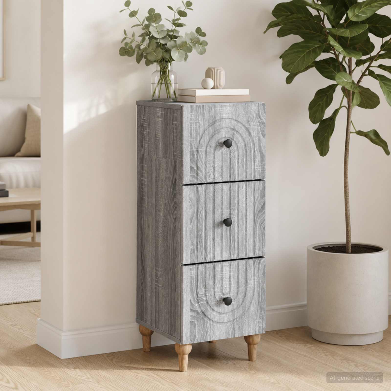 Gabinete de gavetas sonoma cinzento 33 x 34,5 x 90 cm