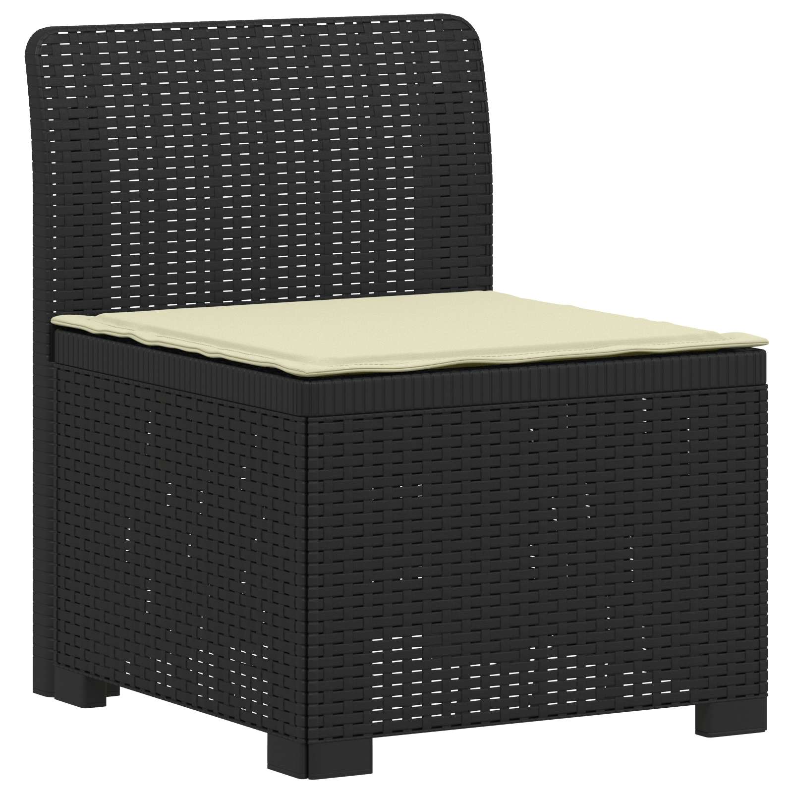 Sofá de jardim 1 lugar com almofada look rattan PP antracite