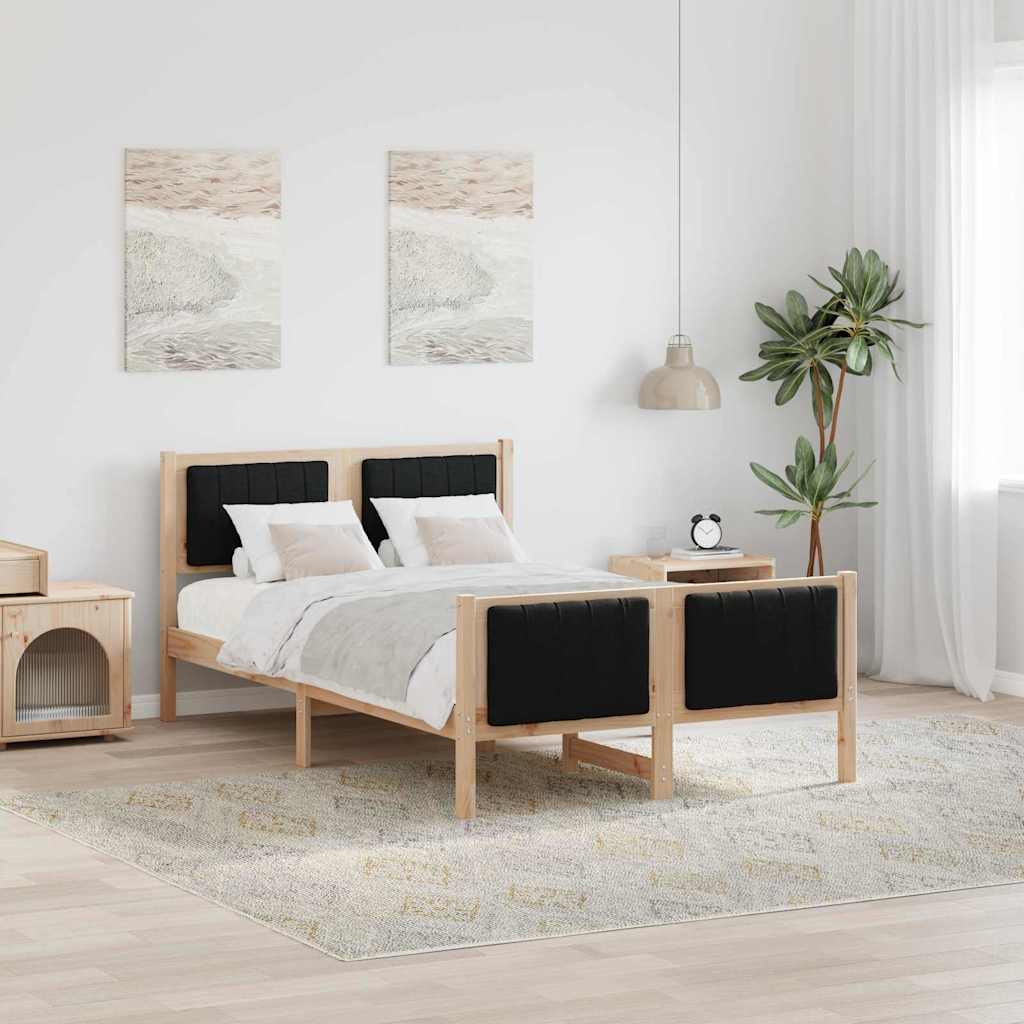 Estrutura da cama com cabeceira castanho e preto 120 x 190 cm