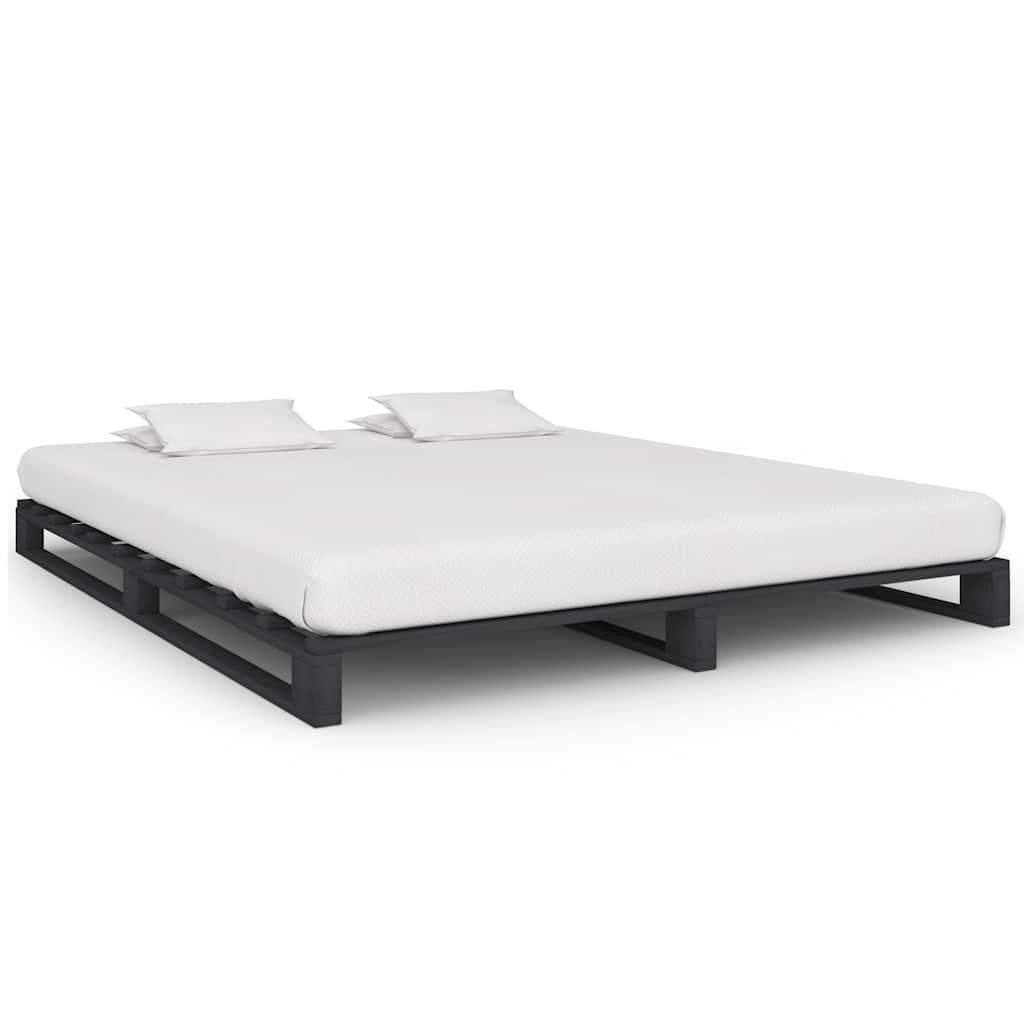 Estrutura de cama em paletes pinho maciço 180x200 cm cinzento