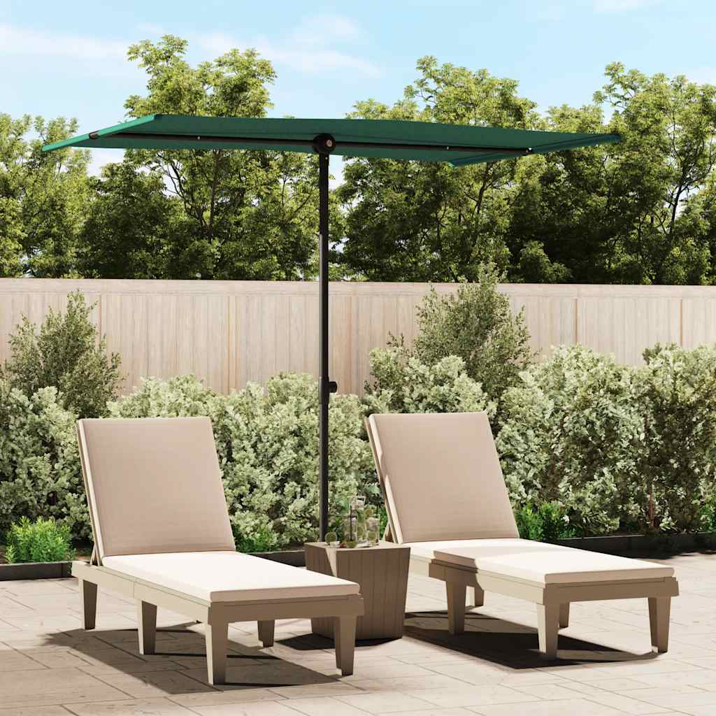 Guarda-sol de jardim com poste de alumínio 2x1,5 m verde