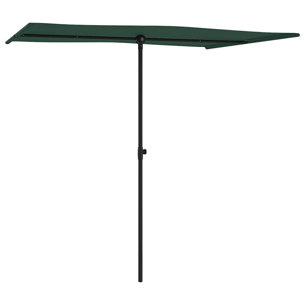 Guarda-sol de jardim com poste de alumínio 2x1,5 m verde
