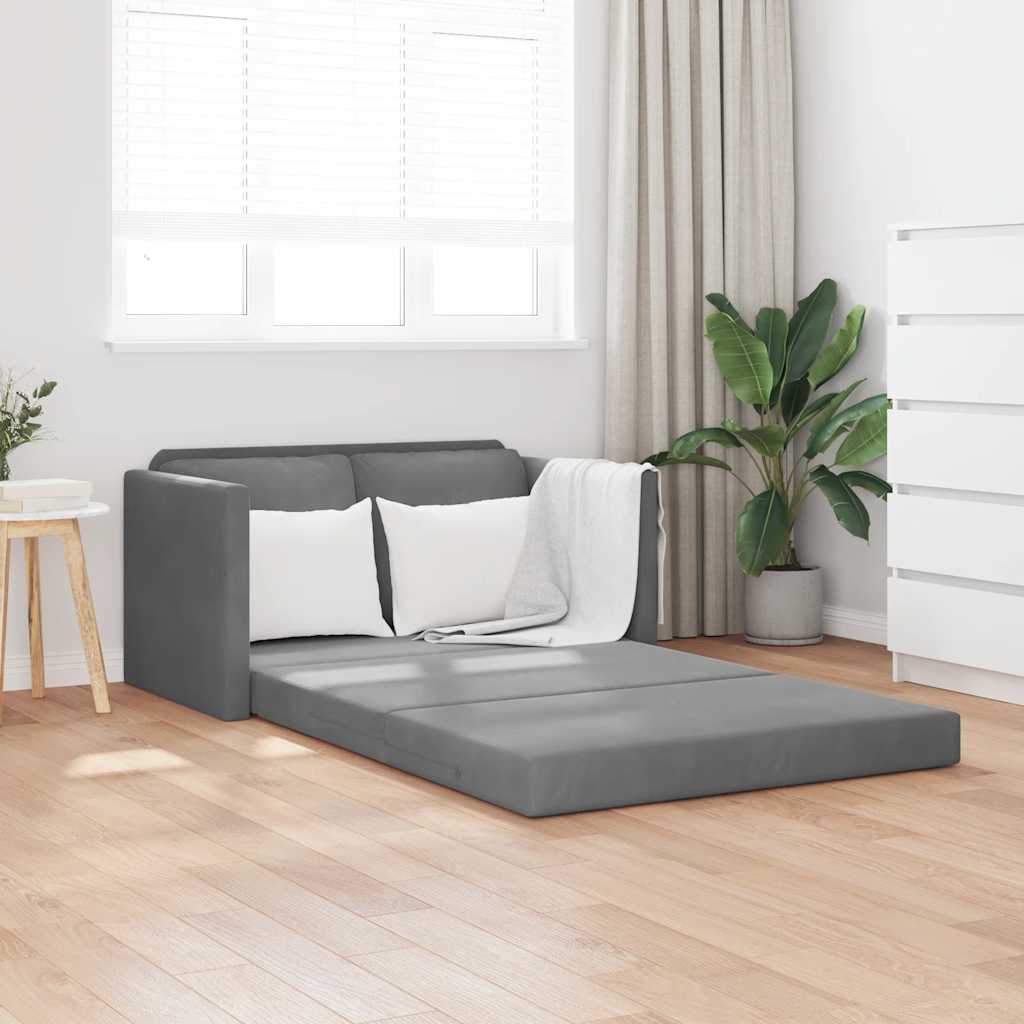 Sofá-cama sem pés 122x204x55 cm veludo cinzento-escuro