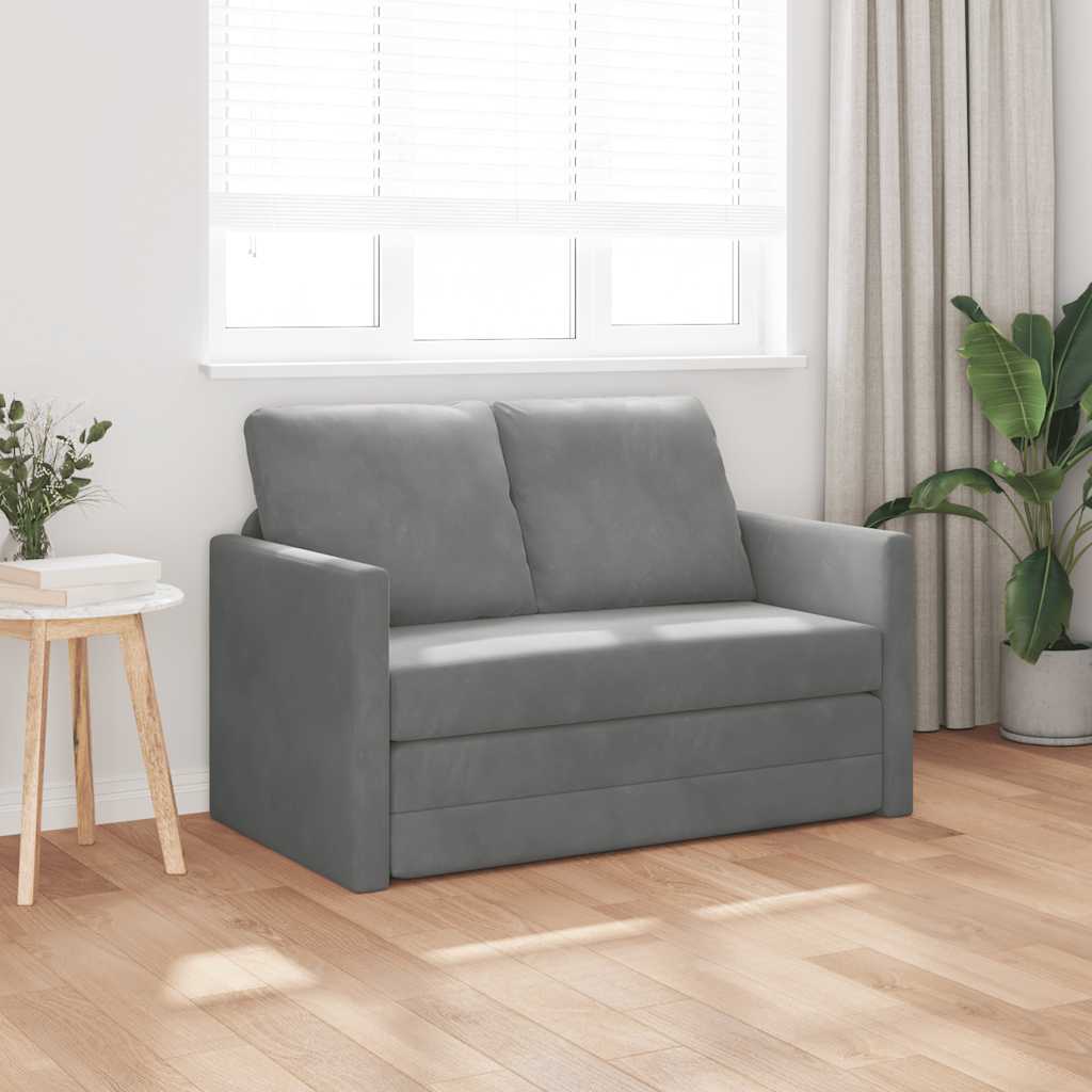 Sofá-cama sem pés 122x204x55 cm veludo cinzento-escuro