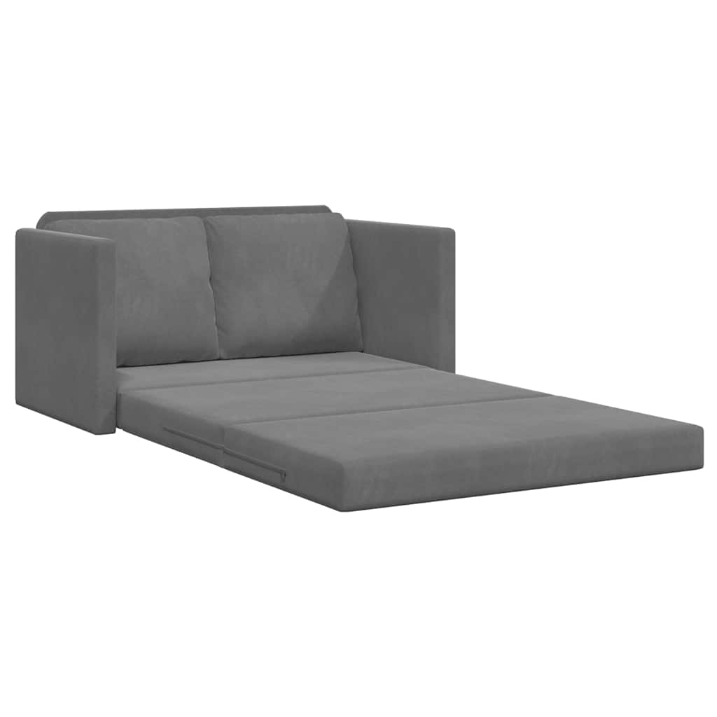 Sofá-cama sem pés 122x204x55 cm veludo cinzento-escuro