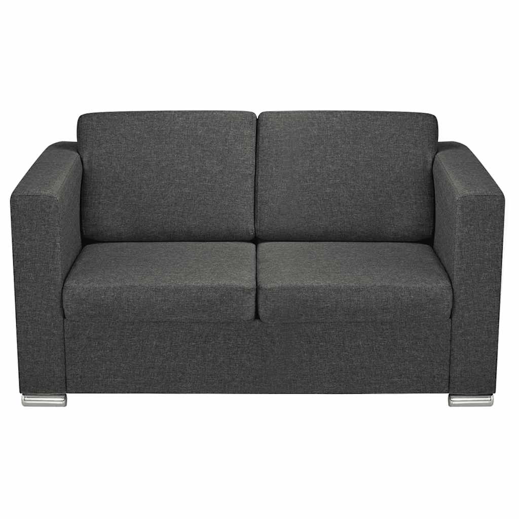 Conjunto de sofás, 2 pçs, tecido cinzento escuro