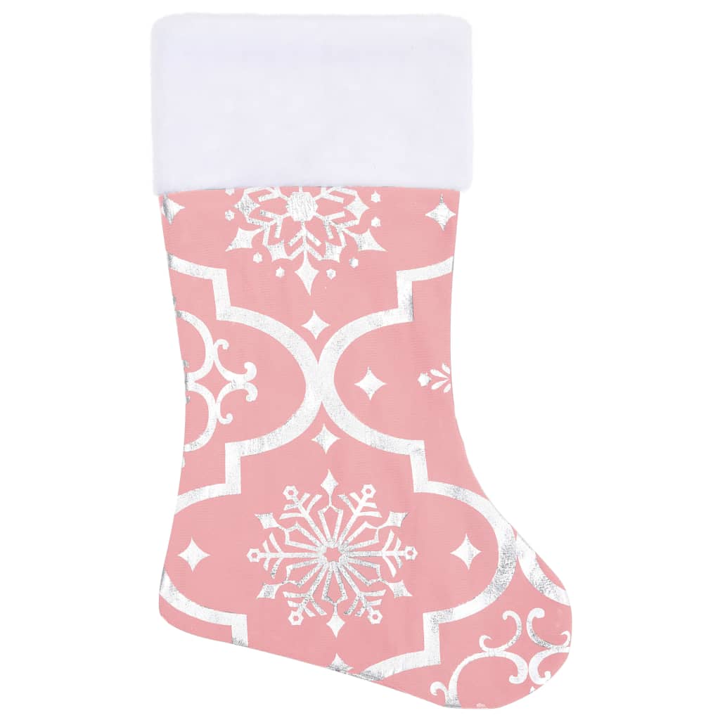 Saia de árvore de natal luxuosa 90 cm com meia tecido rosa