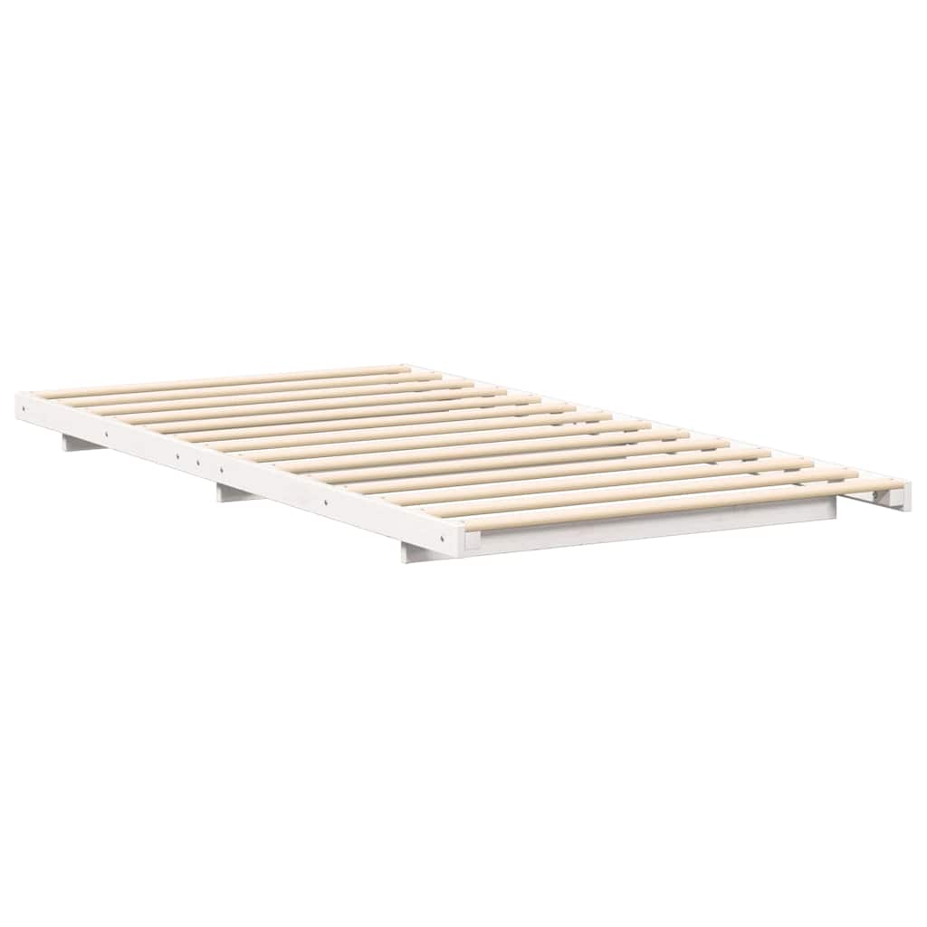 Estrutura da cama branco 80 x 210 cm madeira de pinheiro sólida