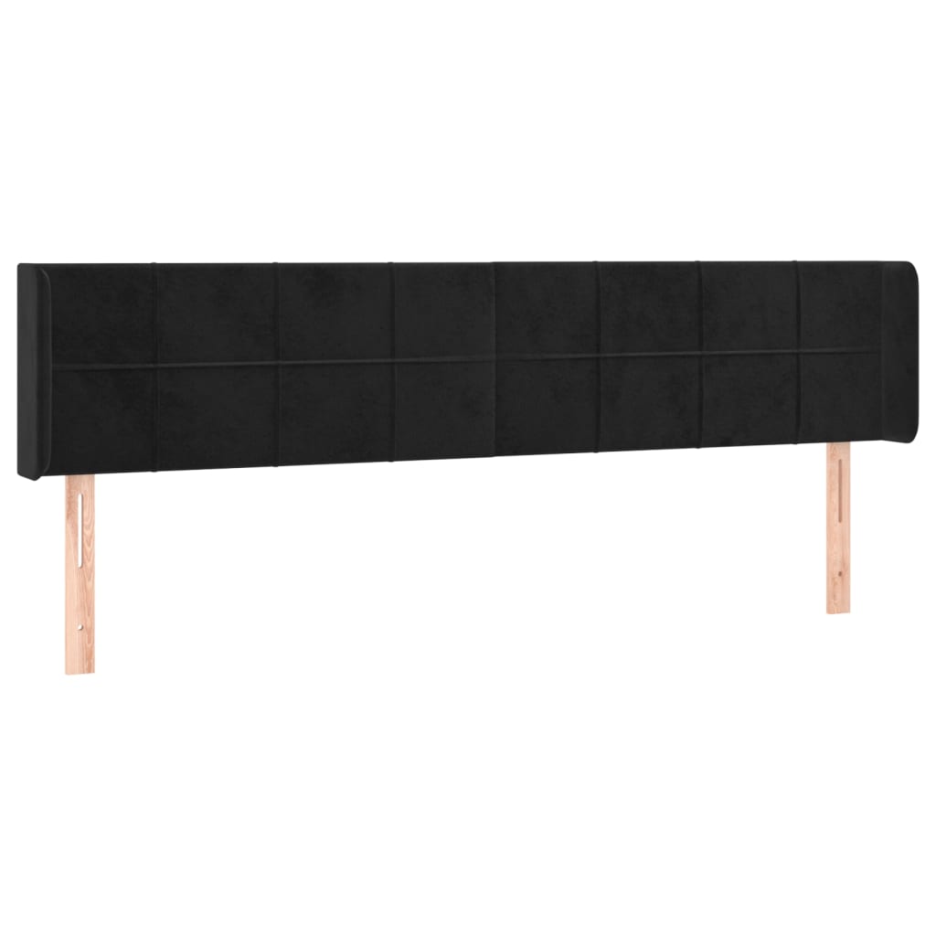 Cabeceira de cama c/ luzes LED veludo 183x16x78/88 cm preto