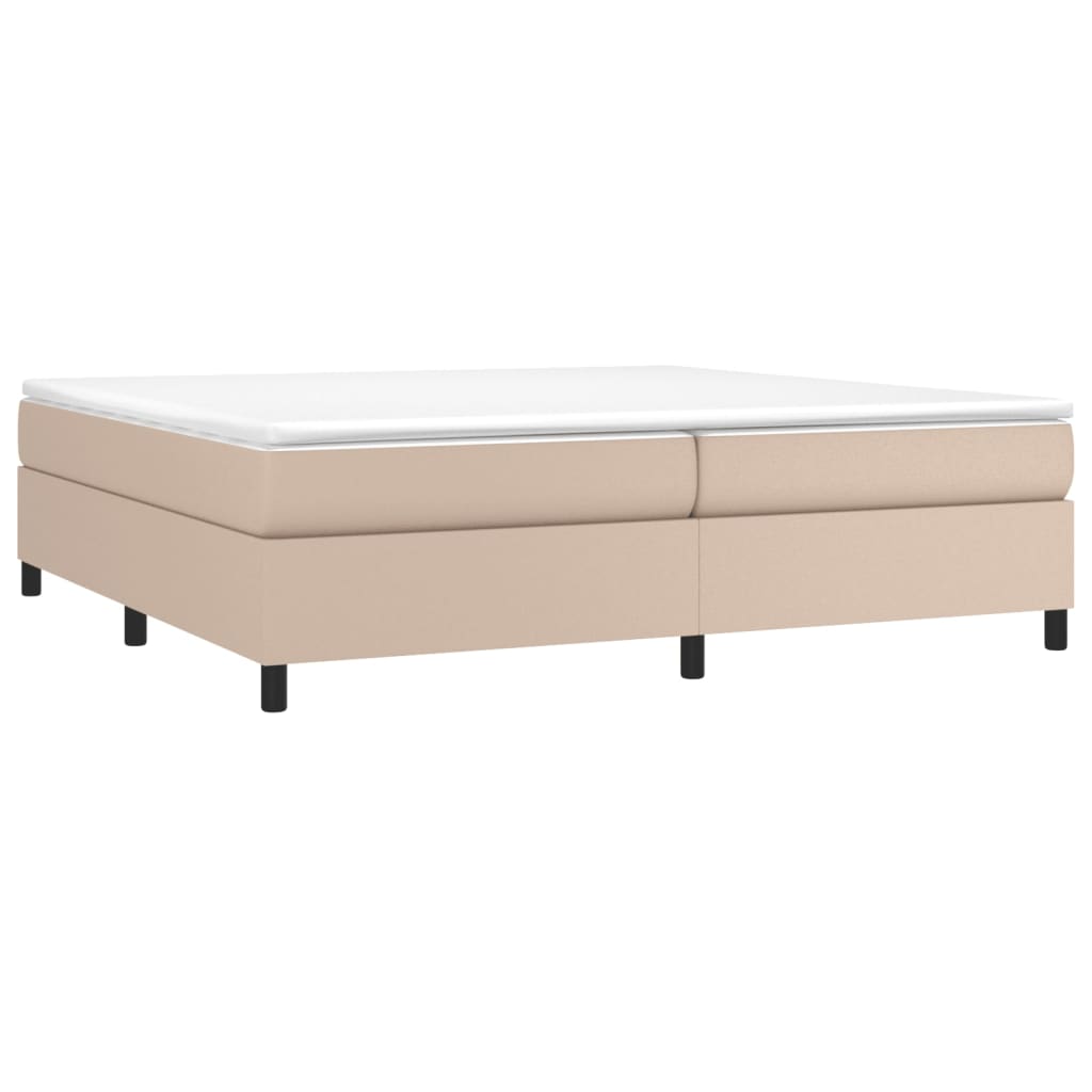 Estrutura de cama com molas 200x200 cm couro artificial cappuccino