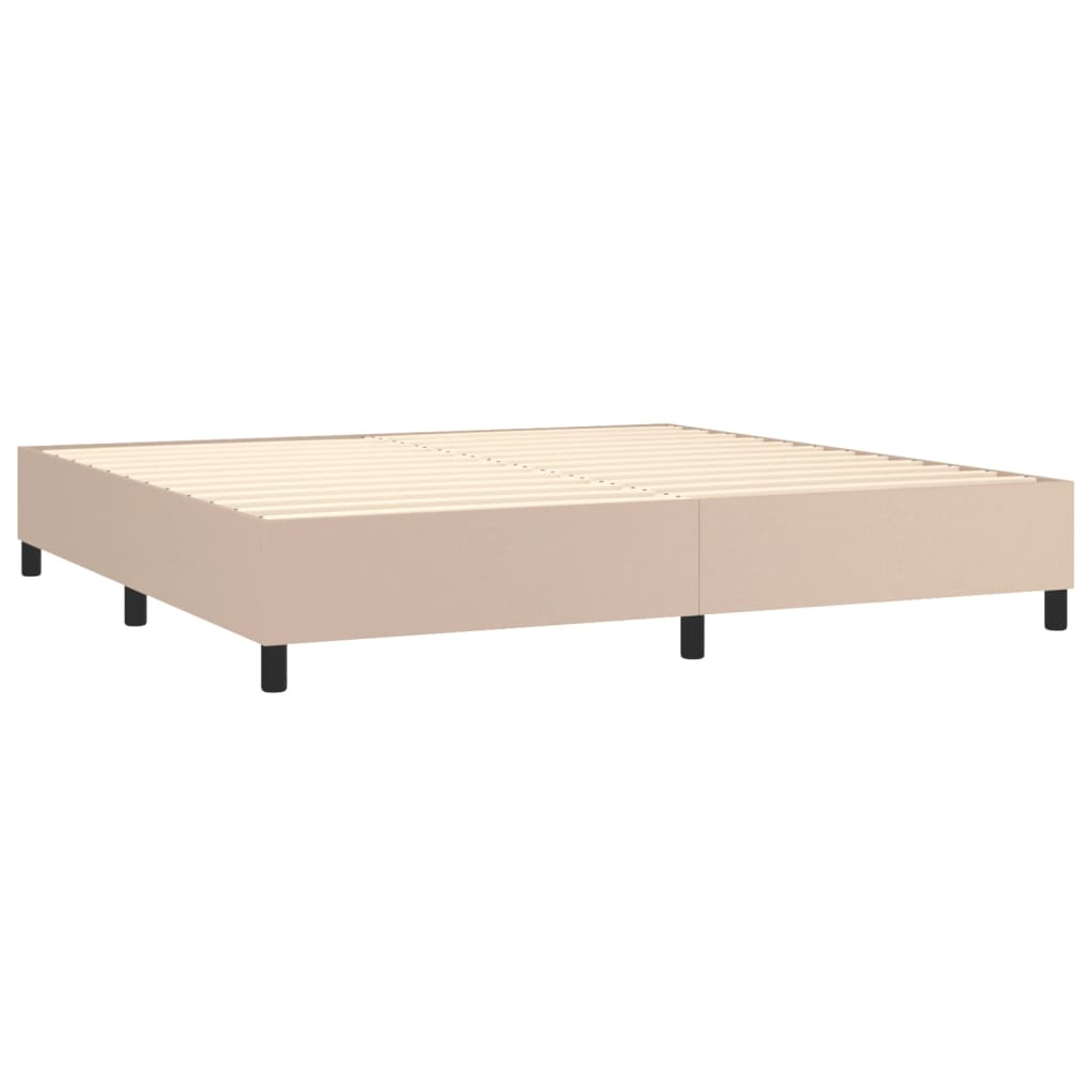 Estrutura de cama com molas 200x200 cm couro artificial cappuccino