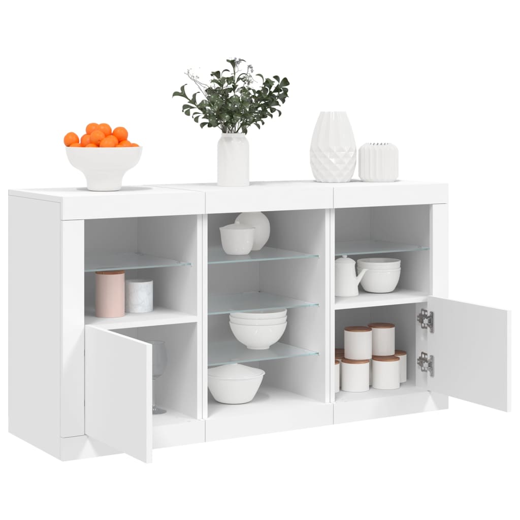 Aparador com luzes LED 123x37x67 cm branco