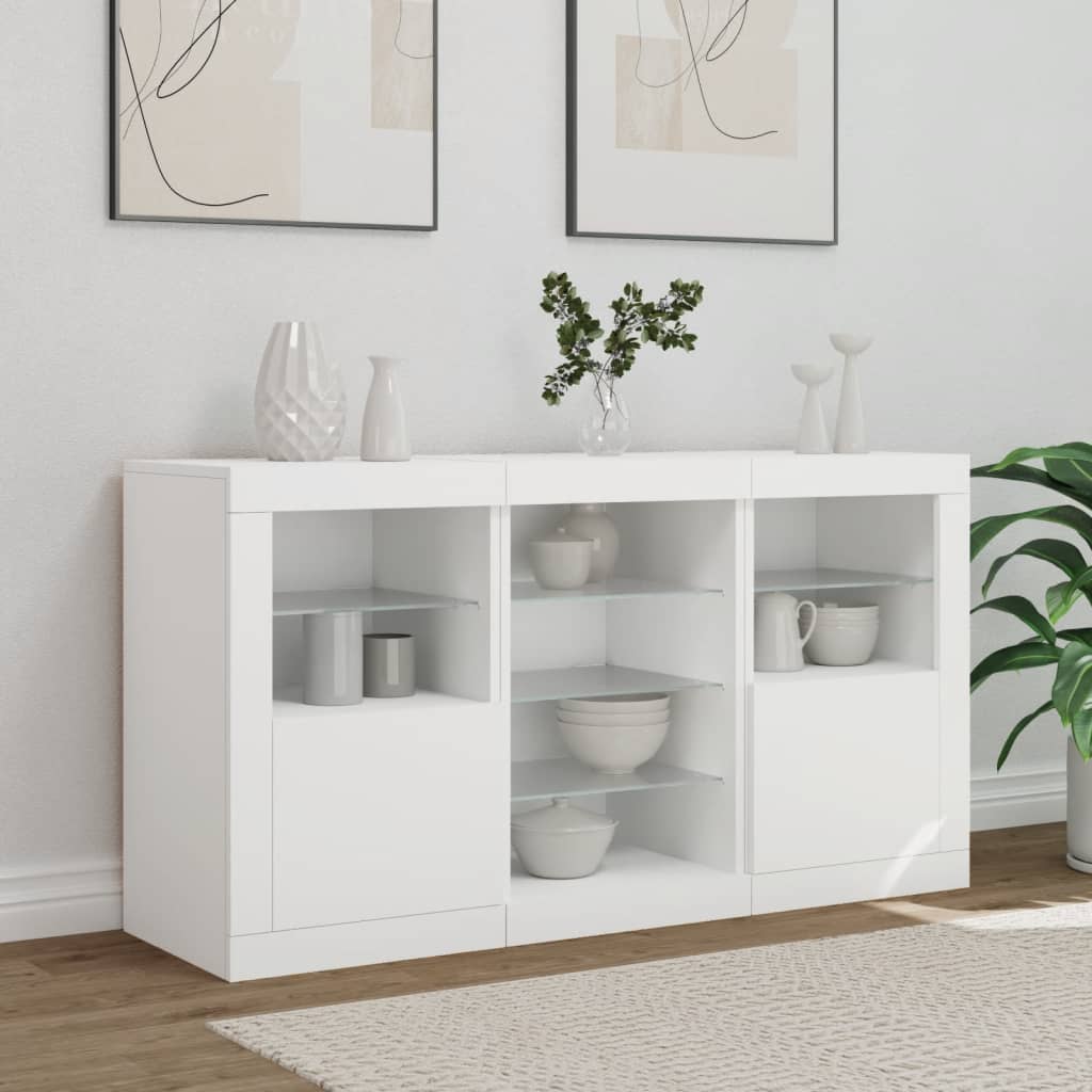 Aparador com luzes LED 123x37x67 cm branco