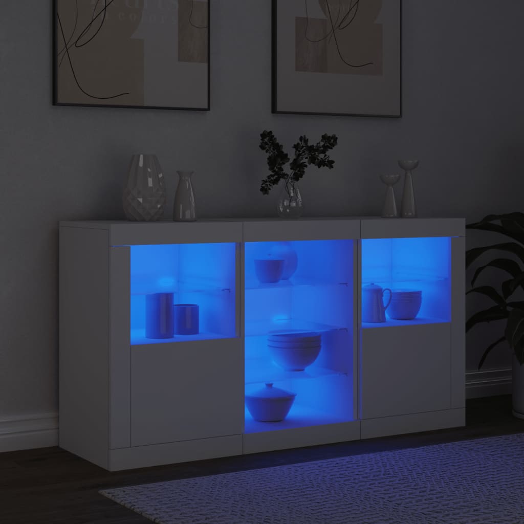 Aparador com luzes LED 123x37x67 cm branco