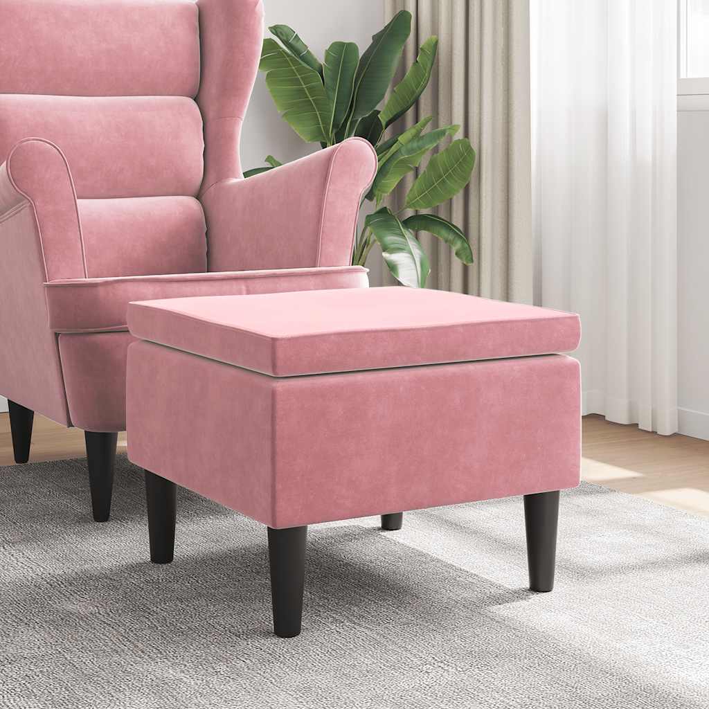 Banco com pernas de madeira veludo rosa