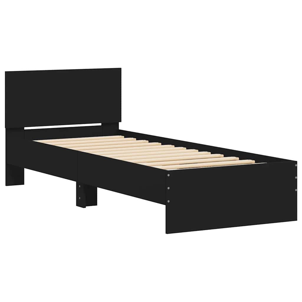 Estrutura cama cabeceira 75x190 cm derivados de madeira preto