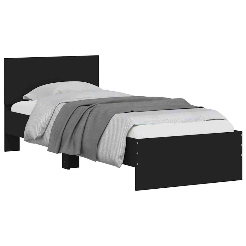 Estrutura cama cabeceira 75x190 cm derivados de madeira preto