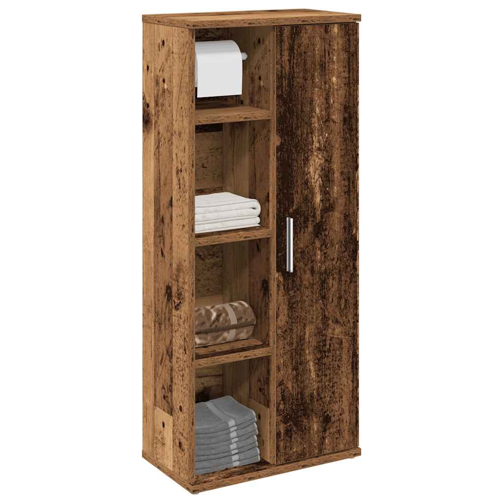 Móvel p/ casa banho c/ suporte rolos 39x22x90 cm madeira velha