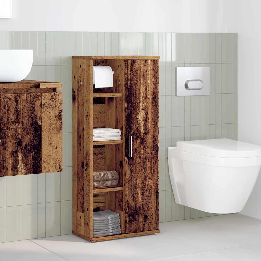 Móvel p/ casa banho c/ suporte rolos 39x22x90 cm madeira velha