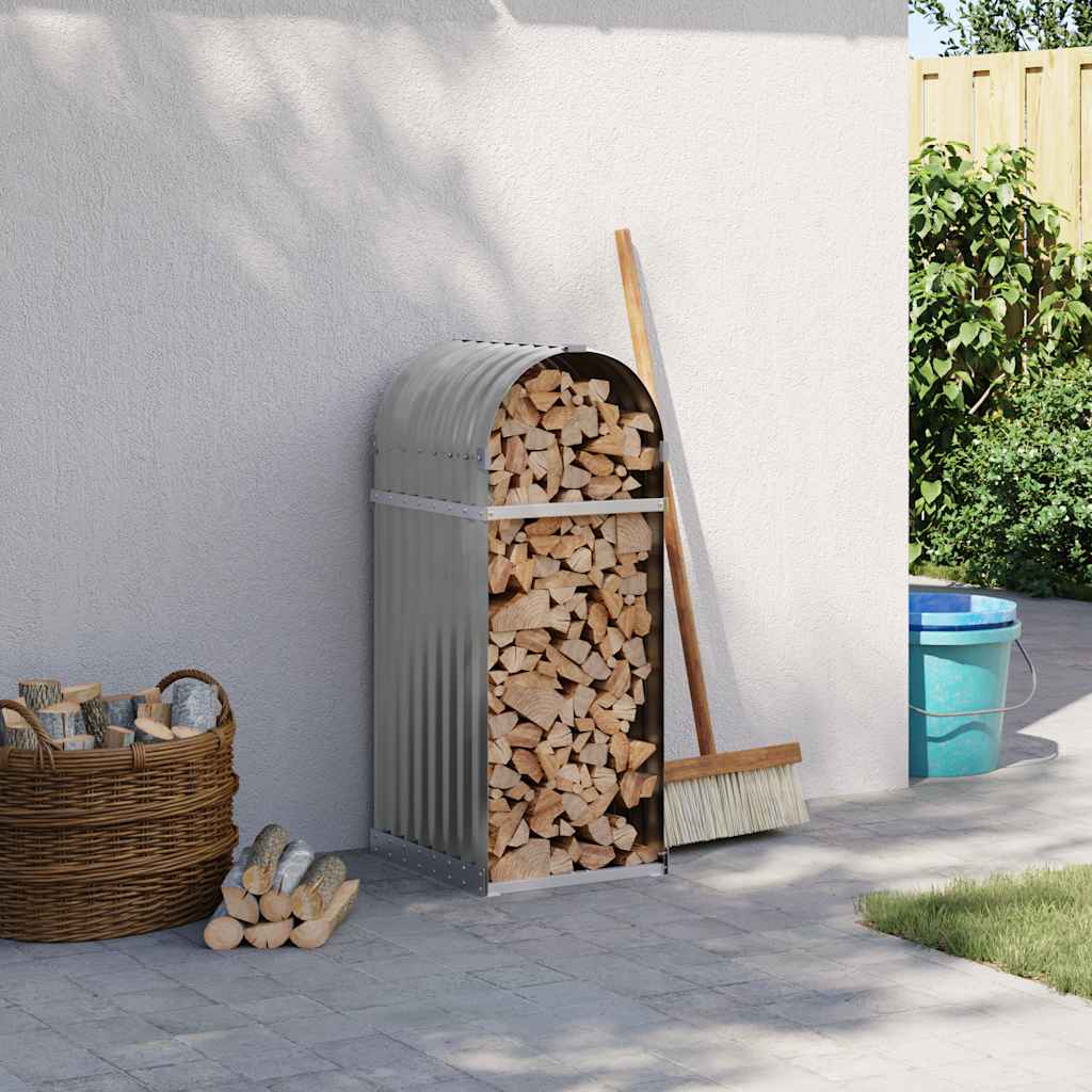 Suporte de lenha 40x45x100 cm aço galvanizado cinza-claro