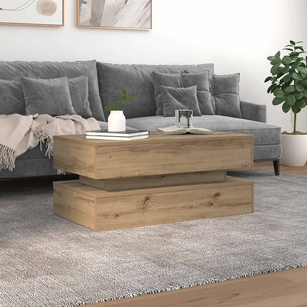 Mesa de centro com luzes LED 90x50x40 cm carvalho artisiano