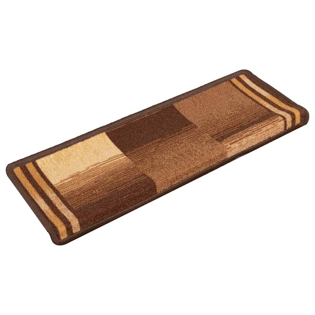 Tapetes de escada autoadesivos 15 pcs 65x21x4 cm castanho