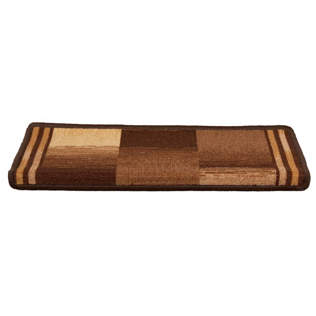 Tapetes de escada autoadesivos 15 pcs 65x21x4 cm castanho