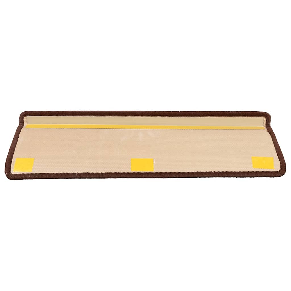 Tapetes de escada autoadesivos 15 pcs 65x21x4 cm castanho