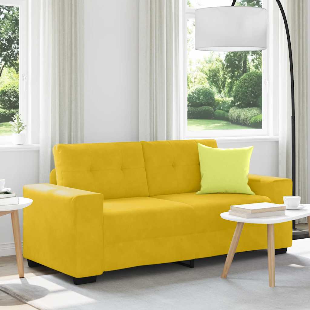 Sofá de dois lugares amarelo, 180x77x82 cm, veludo