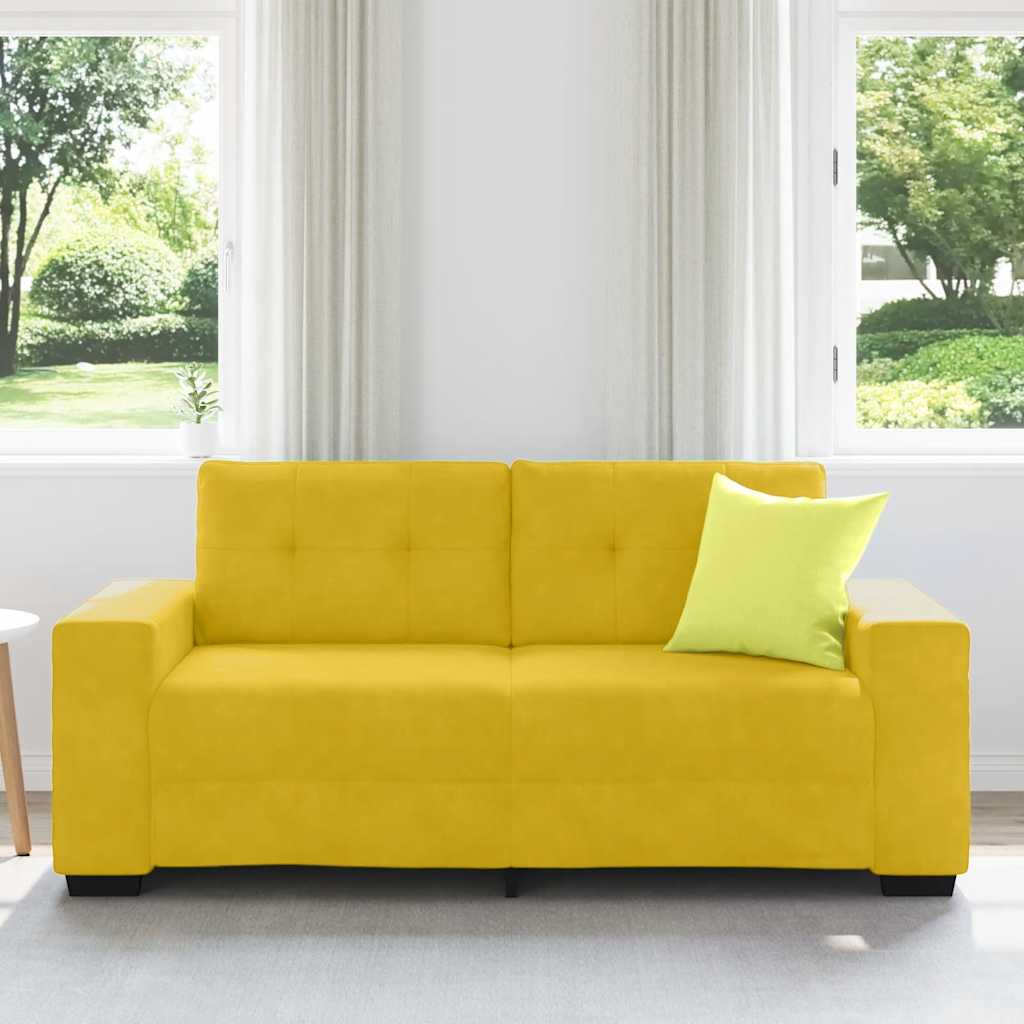 Sofá de dois lugares amarelo, 180x77x82 cm, veludo