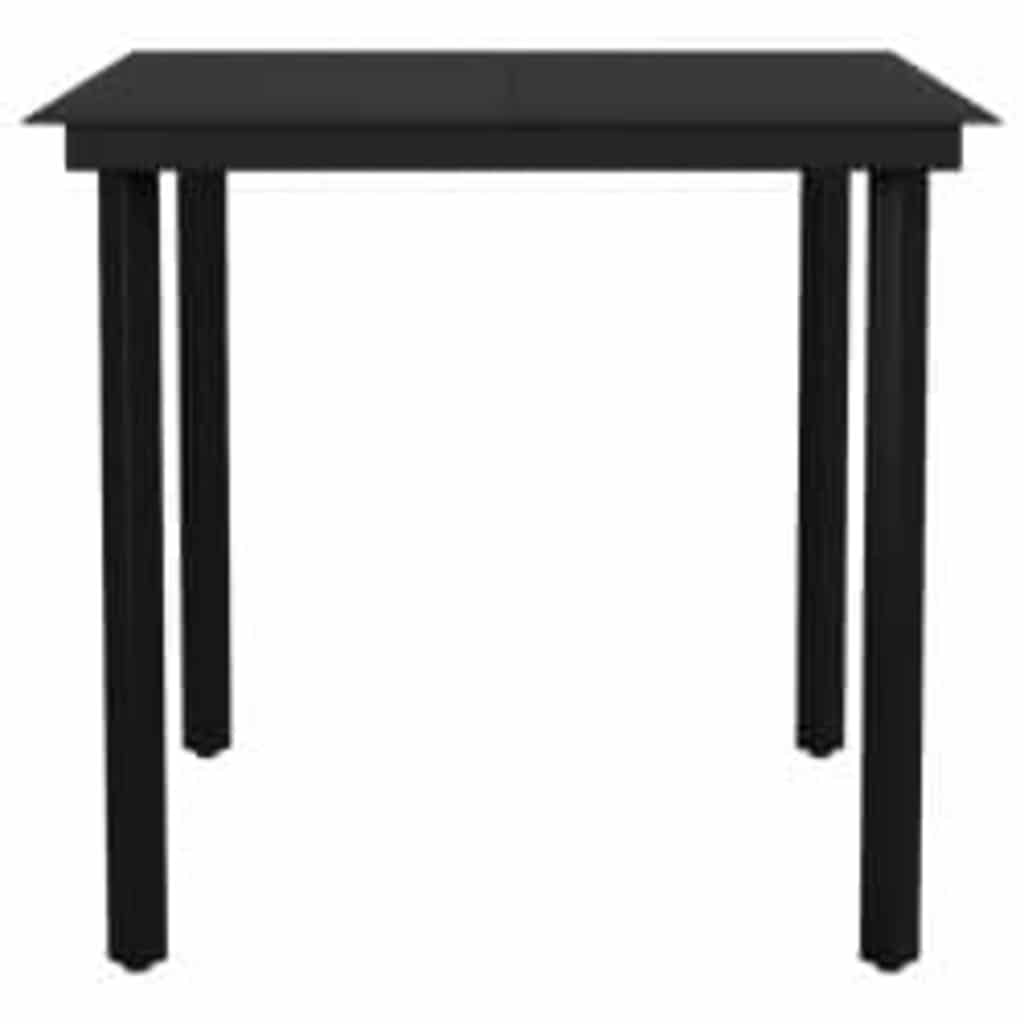 3 Pcs conjunto jantar jardim almofadões vime PE vidro preto