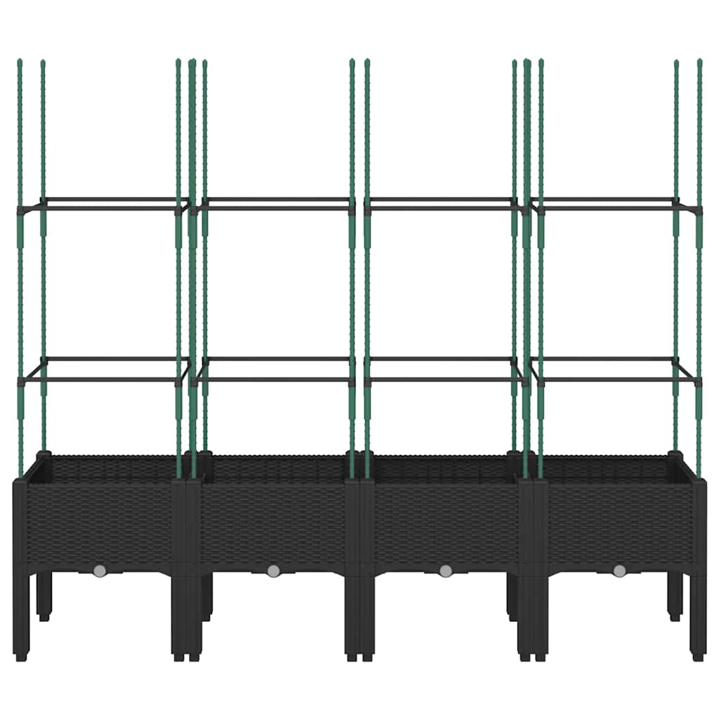 Vaso/floreira de jardim c/ treliça 160x40x142,5 cm PP preto