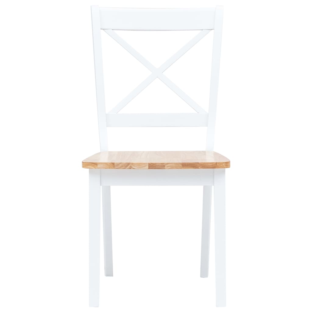 Cadeiras de jantar 2pcs seringueira maciça branco/madeira clara