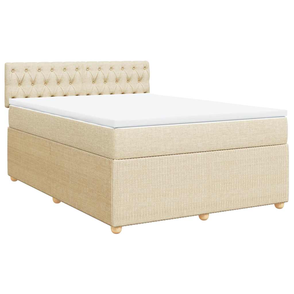 Cama com molas/colchão 140x200 cm tecido cor creme