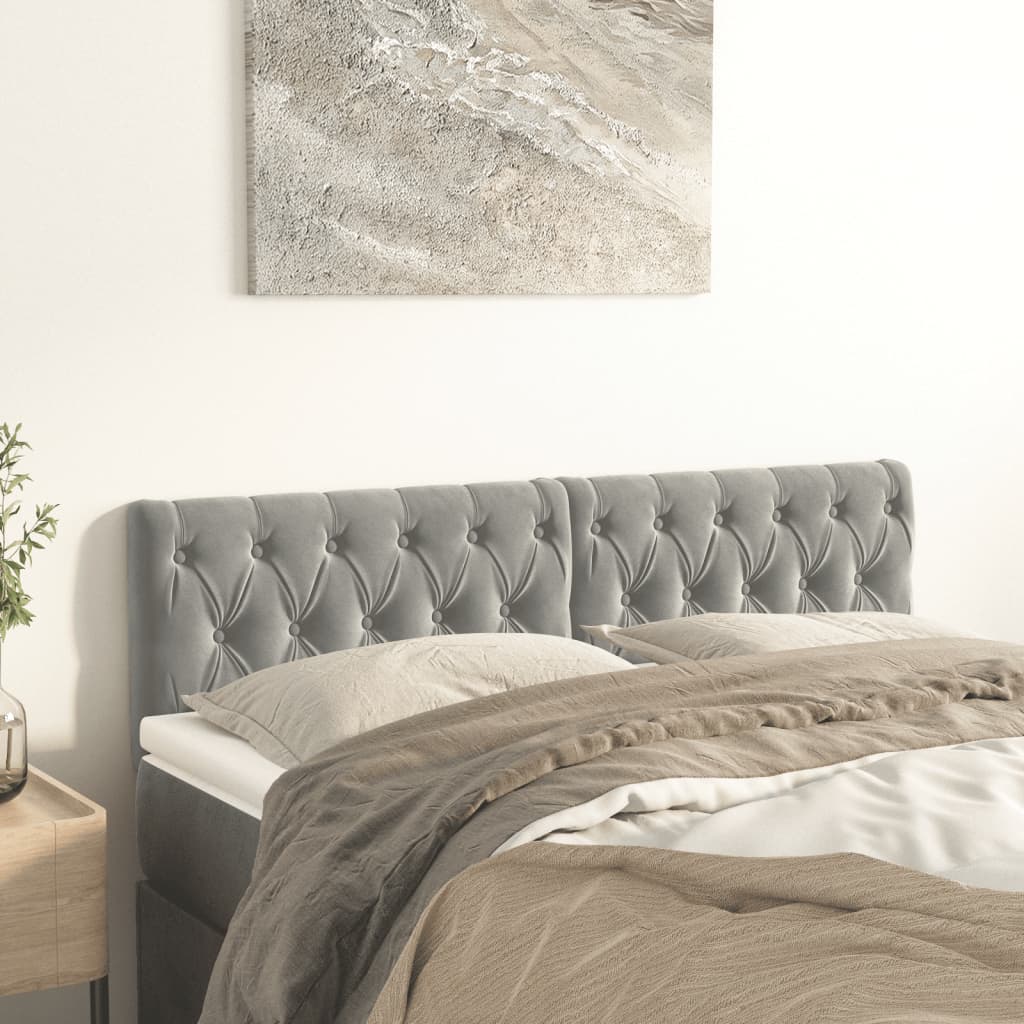 Cabeceiras cinzento-claro 160x7x78/88 cm veludo
