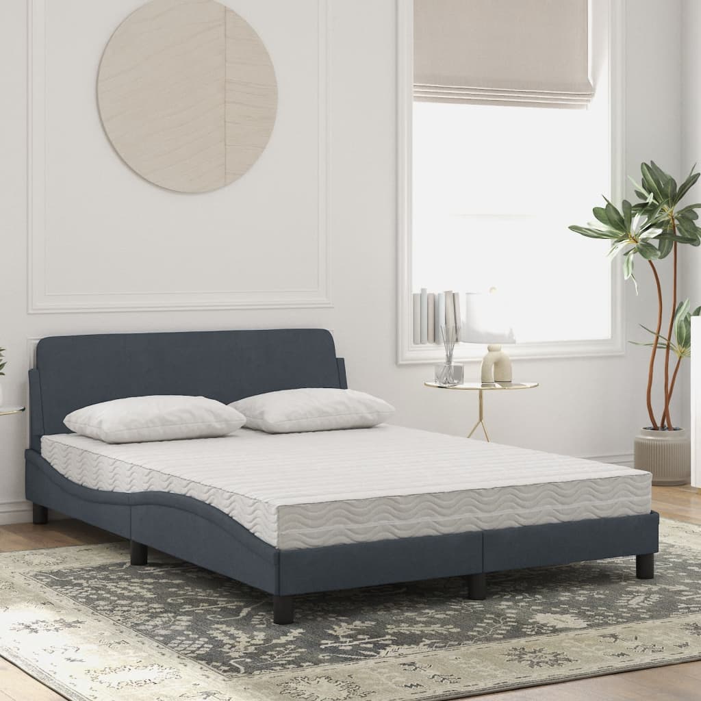 Cama com colchão dover 140x190 cm veludo cinzento-escuro