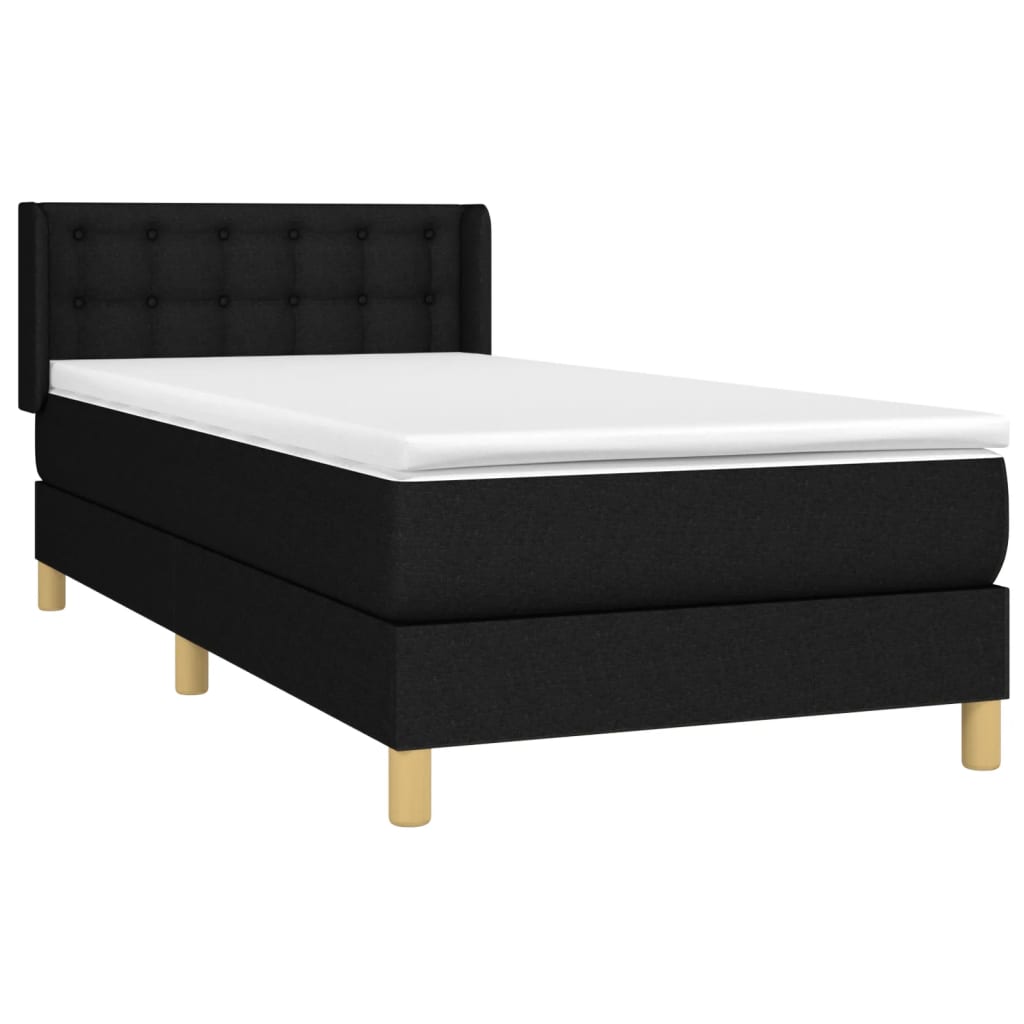 Cama com molas/colchão 80x200 cm tecido preto