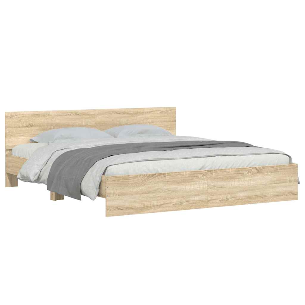 Estrutura de cama com cabeceira 160x200 cm carvalho sonoma