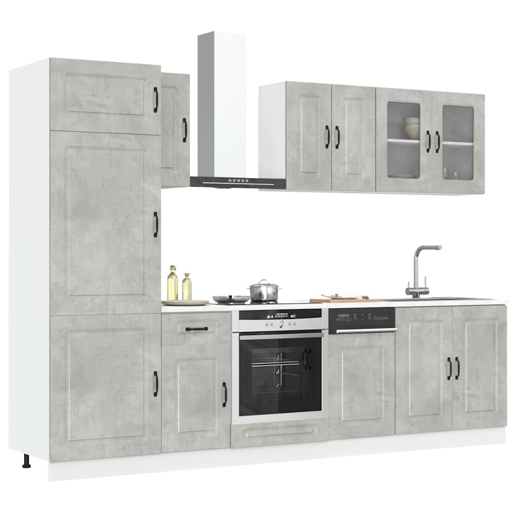 8 Peças armário de cozinha conjunto kalmar cinzento cimento