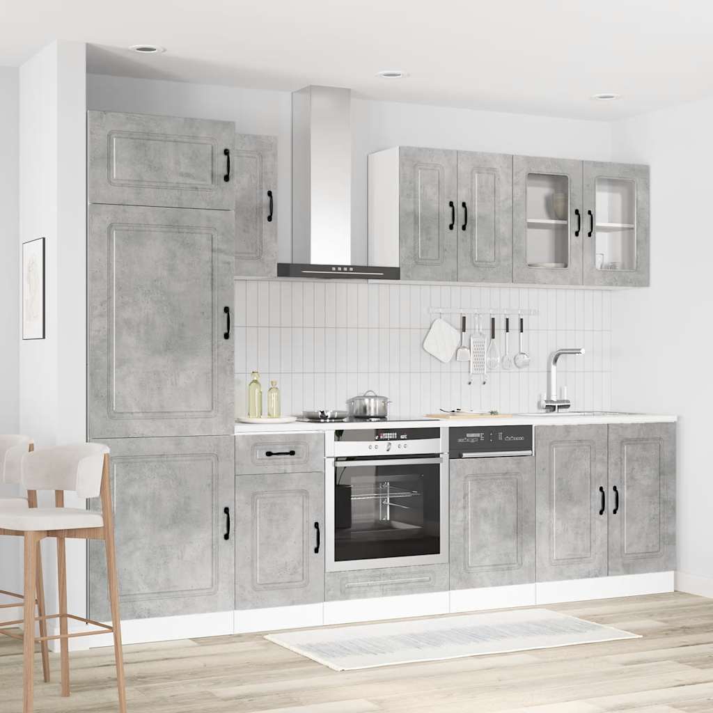 8 Peças armário de cozinha conjunto kalmar cinzento cimento