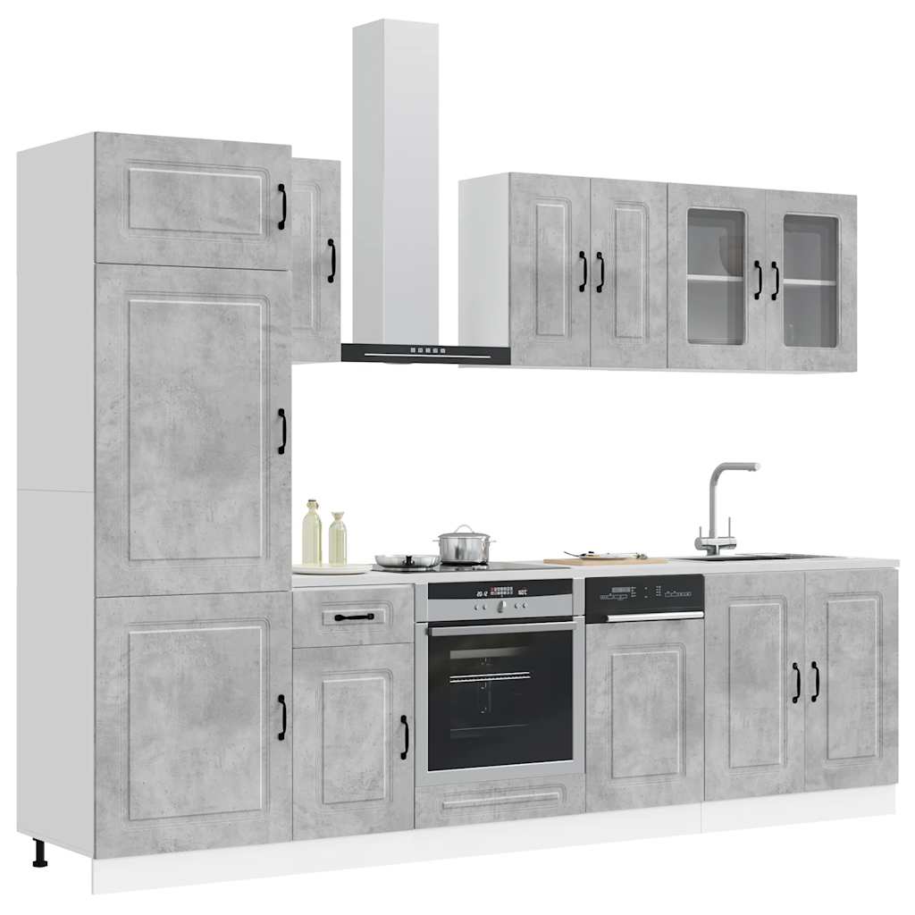 8 Peças armário de cozinha conjunto kalmar cinzento cimento