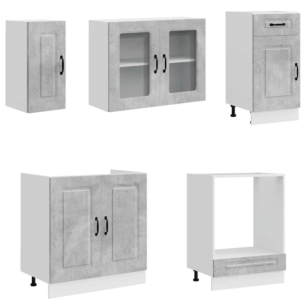 8 Peças armário de cozinha conjunto kalmar cinzento cimento