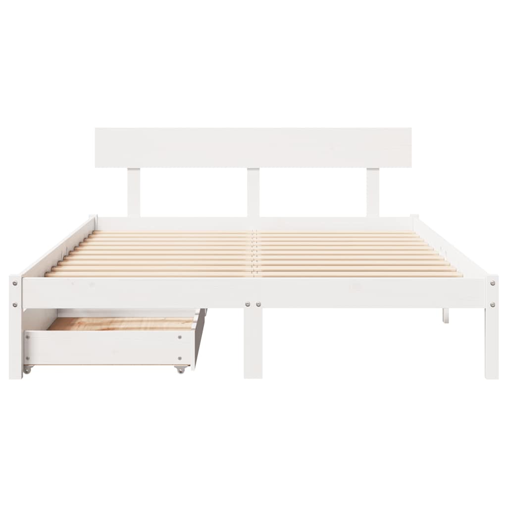 Cama sem colchão 160x200 cm madeira de pinho maciça branco