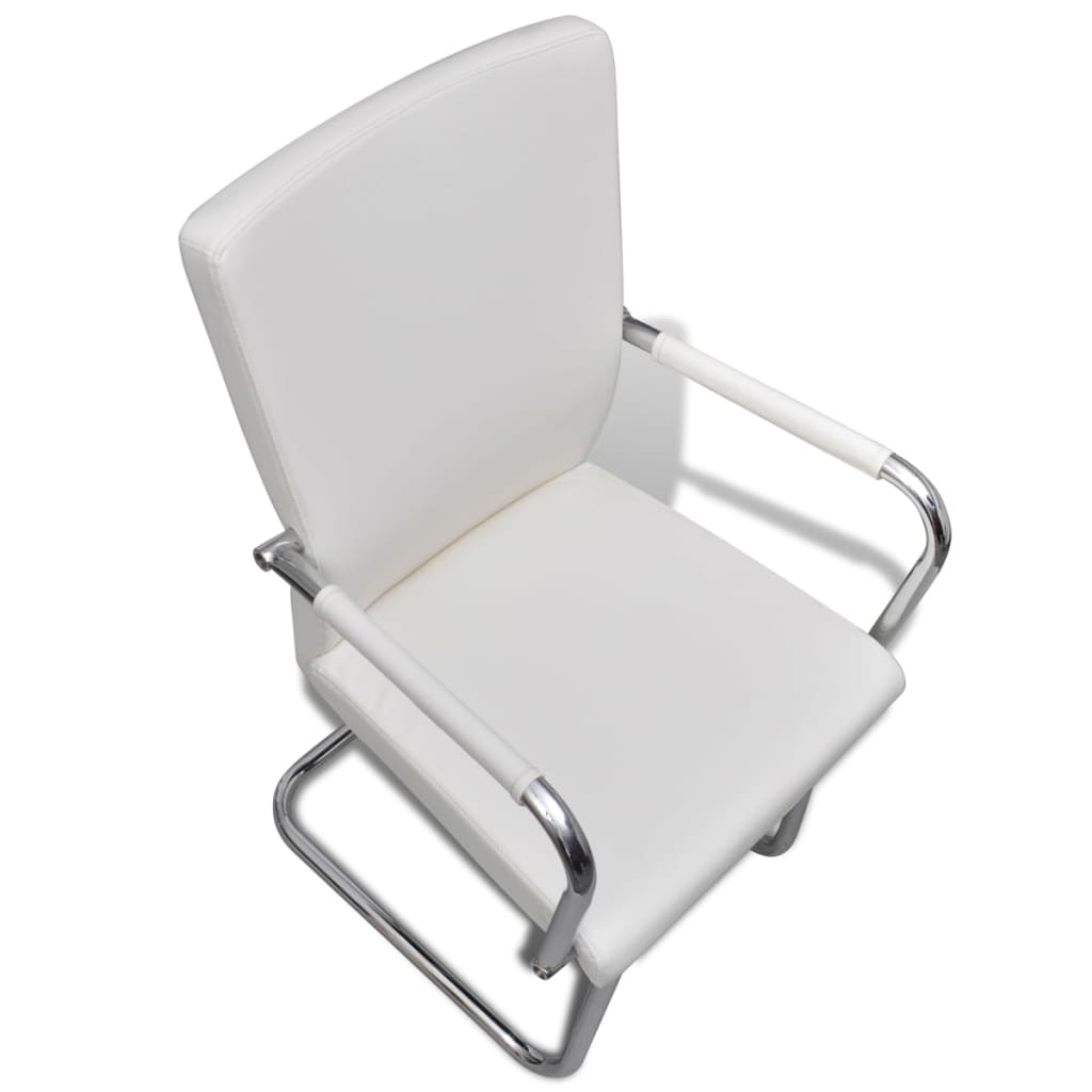 Cadeiras de jantar cantilever 2 pcs couro artificial branco