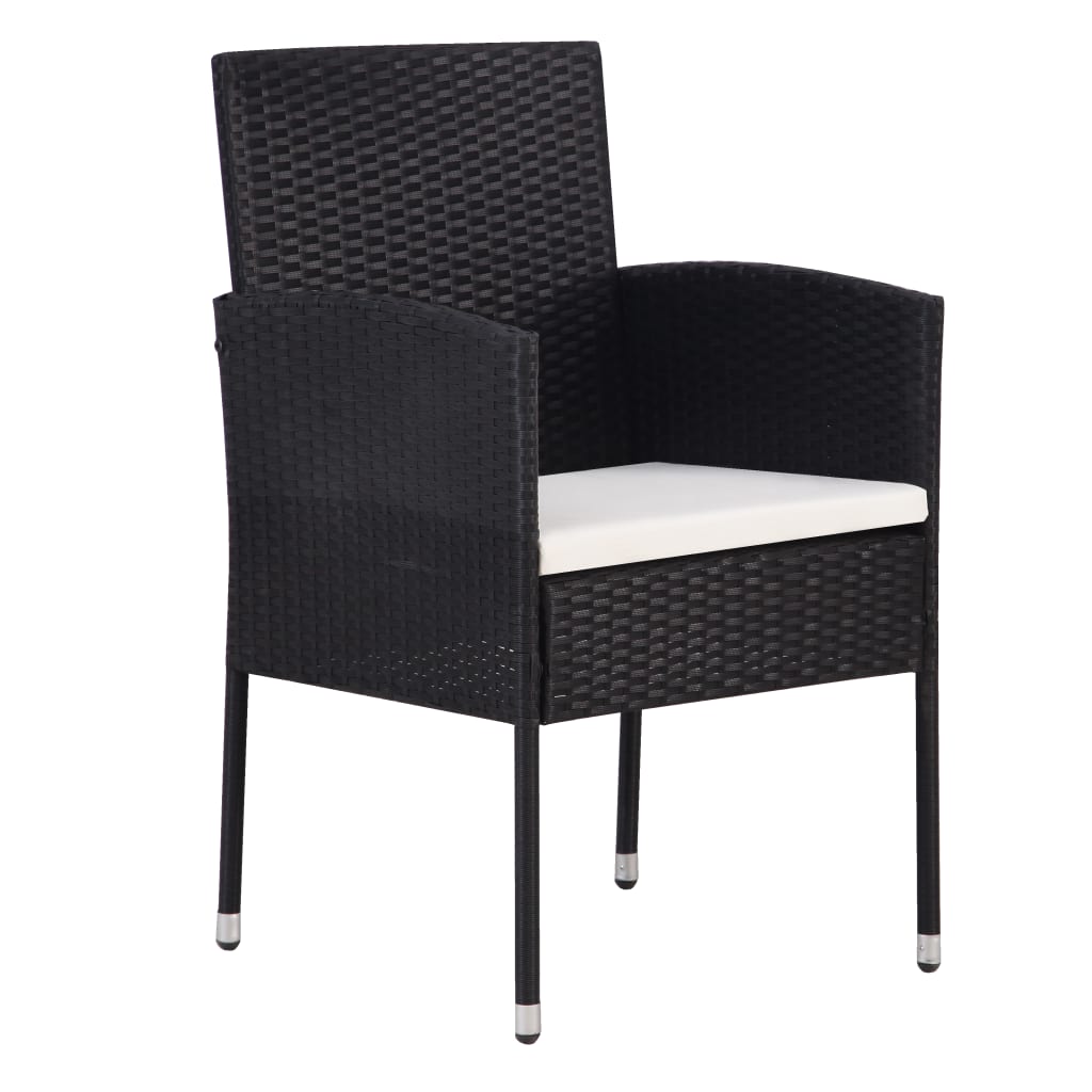 Cadeiras de jardim c/ almofadões branco nata 4pcs vime PE preto
