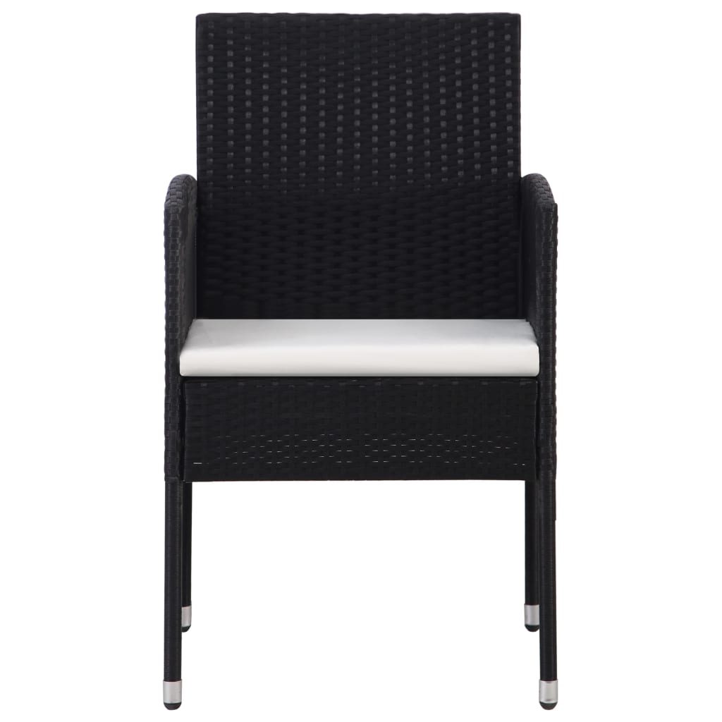 Cadeiras de jardim c/ almofadões branco nata 4pcs vime PE preto