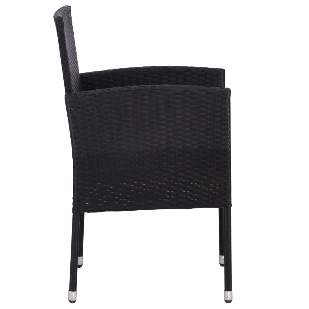 Cadeiras de jardim c/ almofadões branco nata 4pcs vime PE preto